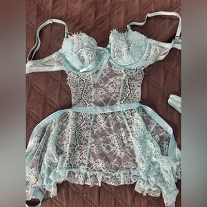 Victoria Secret Wicked Unlined Rose Lace Apron Set. Brand New, Size Small!